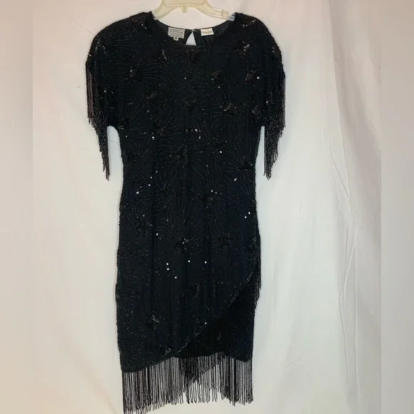 Stenay | Dresses | Vintage Stenay Beaded Fringed Sequined Dress Fully Lined  Shoulder Pads | Poshmark
